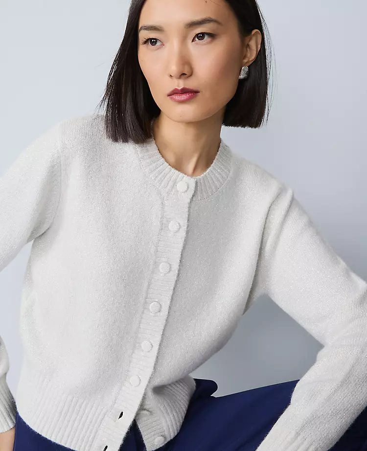 Shimmer Crew Neck Cardigan