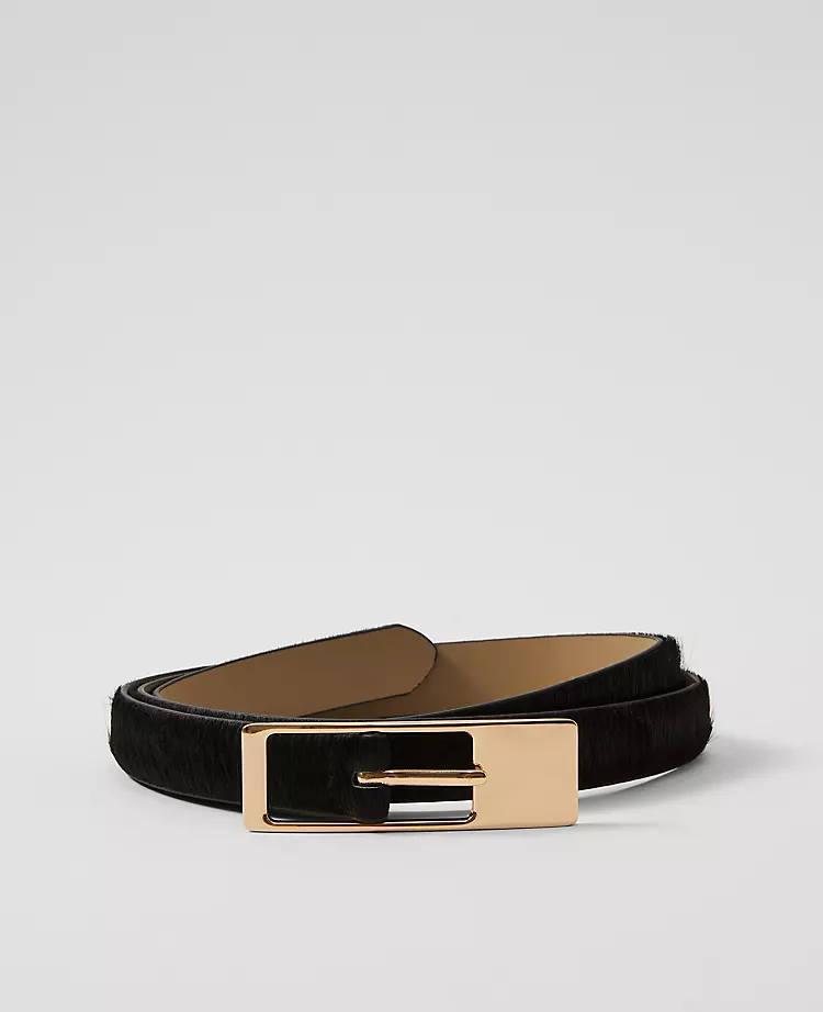 Calf Hair Rectangle Buckle Belt