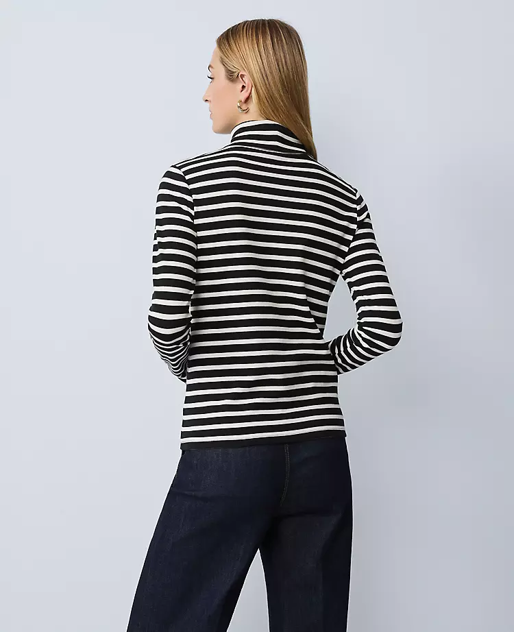 Weekend Collection Striped Turtleneck Top