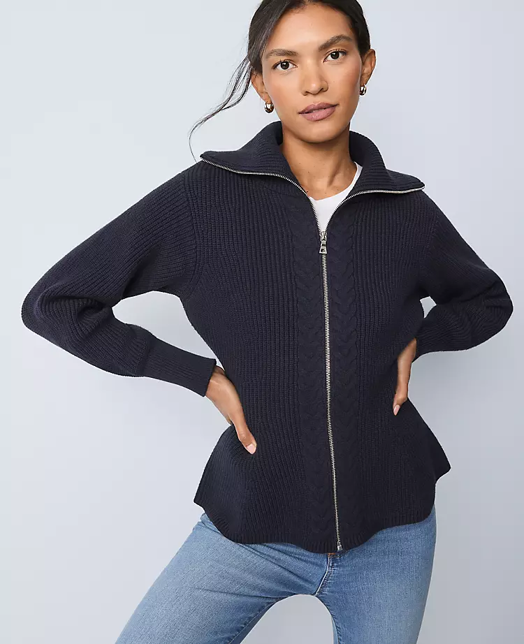 Weekend Collection Cable Sweater Jacket