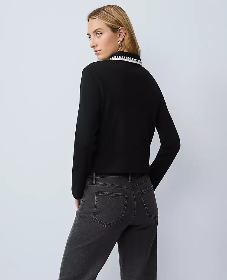 Weekend Collection Crochet Trim Knit Jacket
