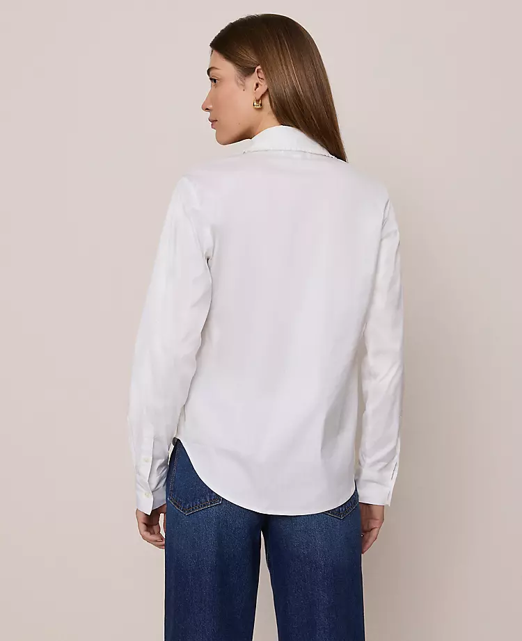 Petite Weekend Collection Ruffle Collar Modern Shirt