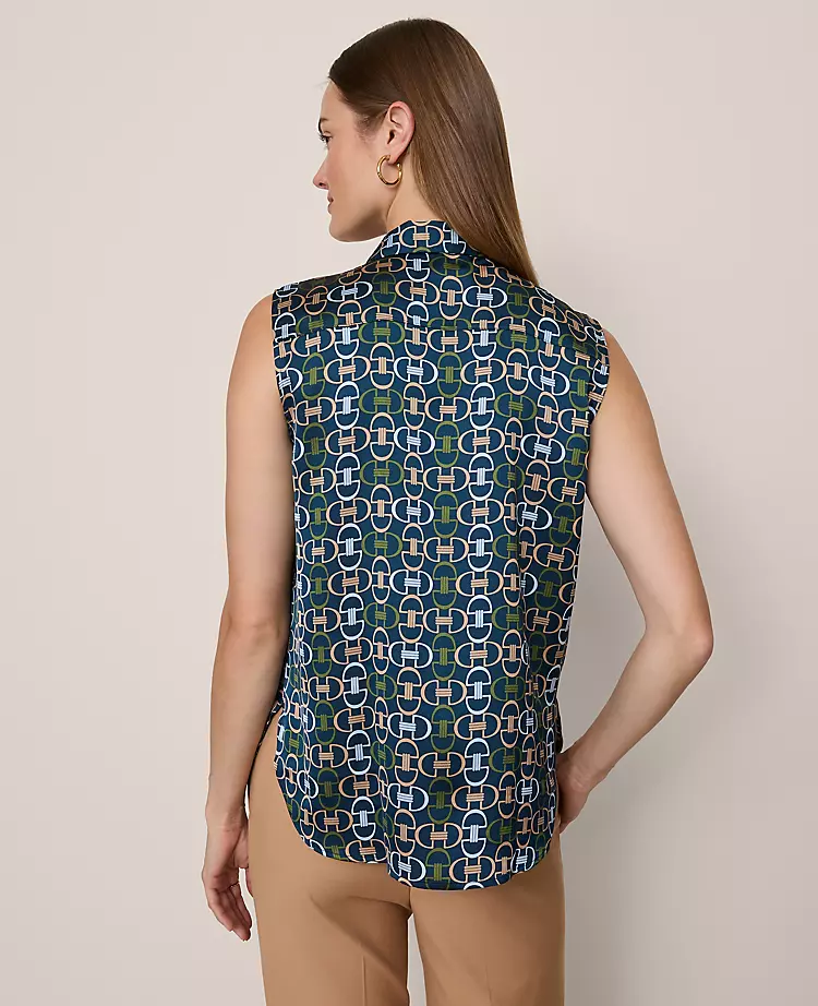 Chain Link Print Sleeveless Shirt