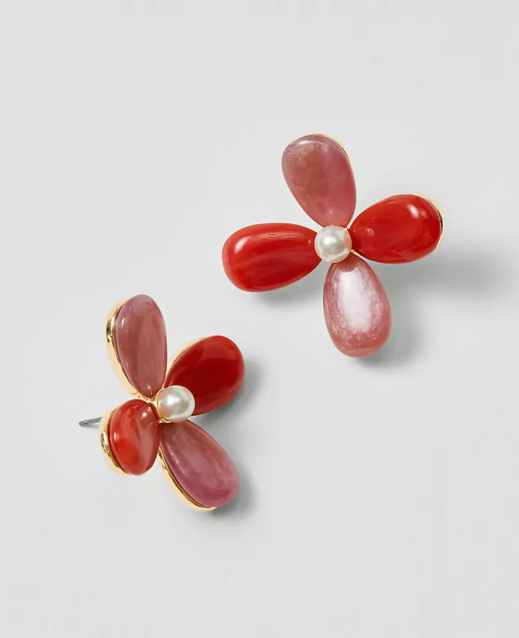 Acetate Flower Stud Earrings