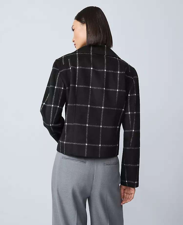 The Fitted Moto Jacket in Windowpane