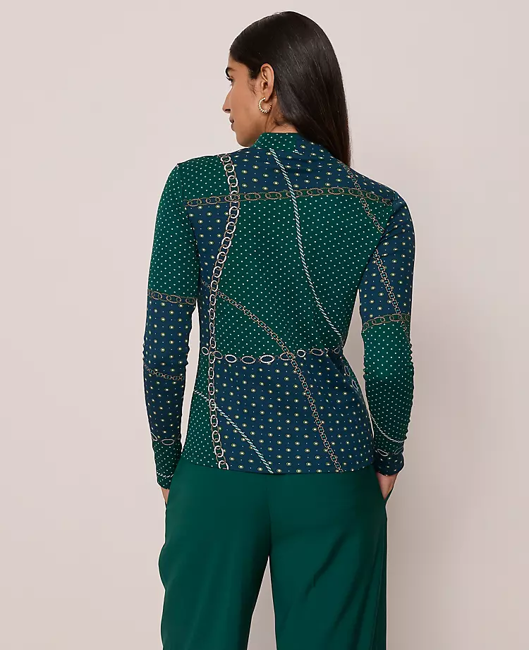 Petite Chain Link Mock Neck Top