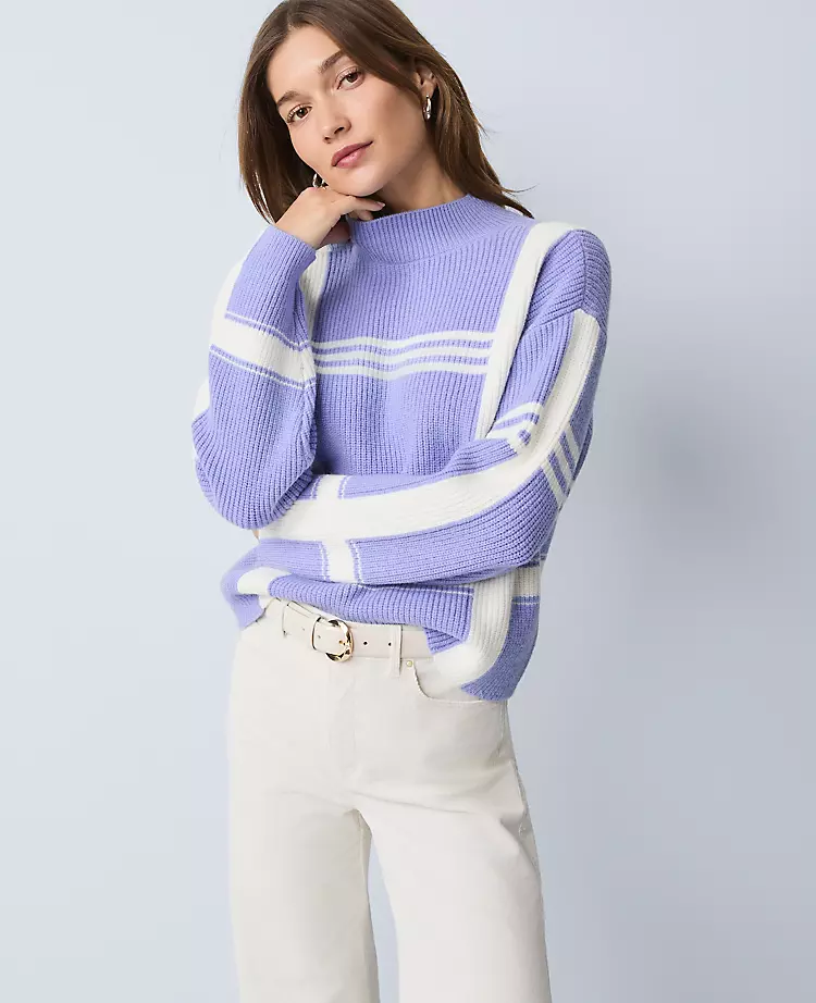 Petite Weekend Collection Plaid Mock Neck Sweater