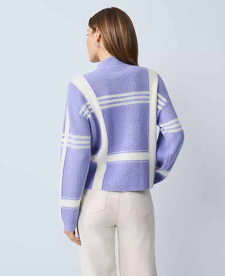 Petite Weekend Collection Plaid Mock Neck Sweater