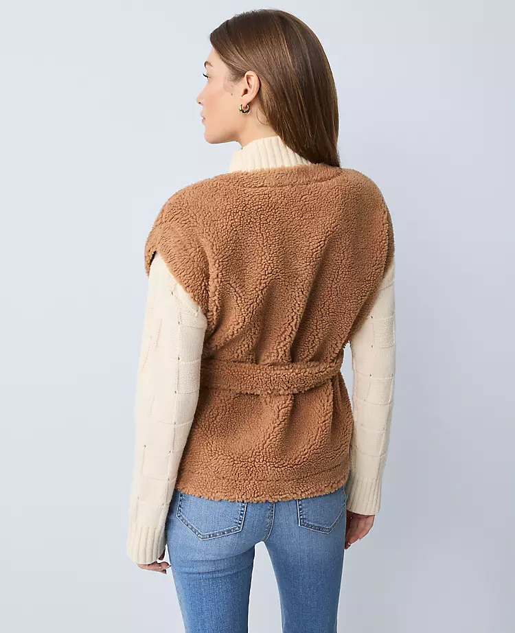 Weekend Collection Belted Sherpa Vest