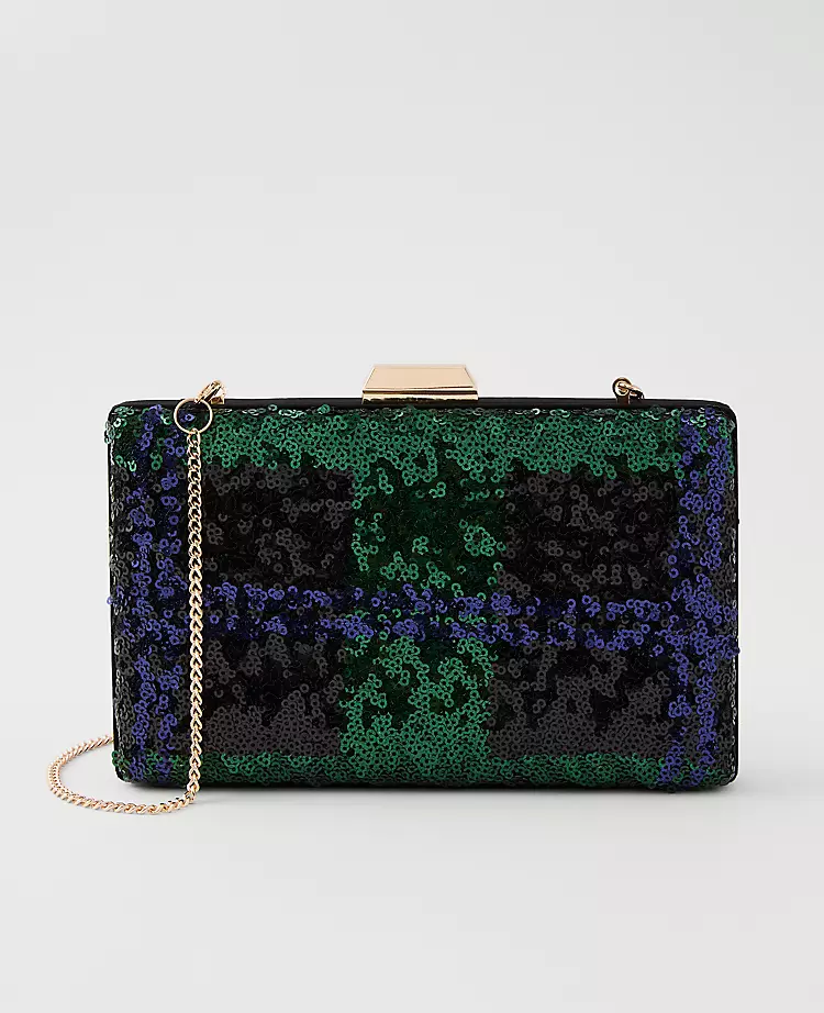 Sequin Tartan Hard Clutch