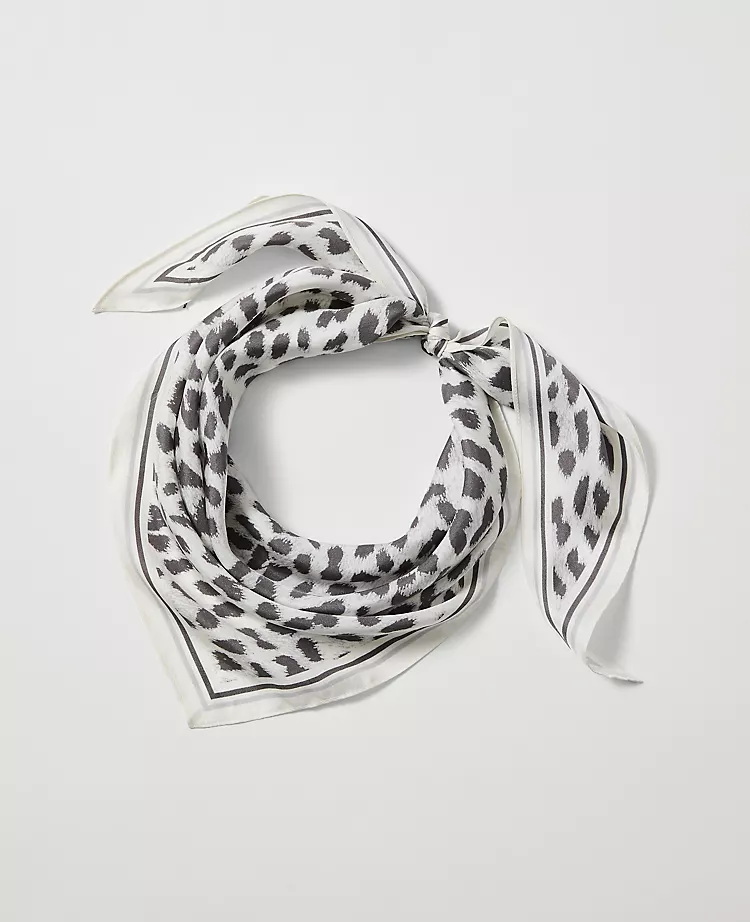 Animal Print Triangle Silk Scarf