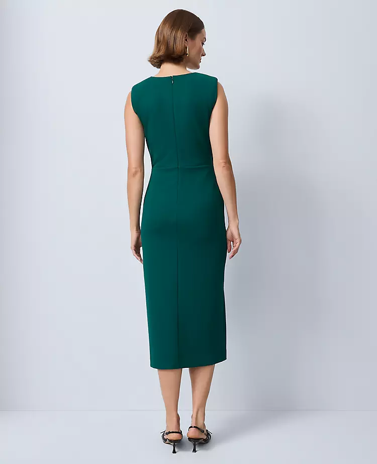 Petite Crew Neck Twist Sheath Dress