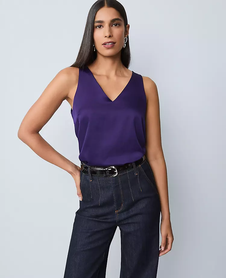 Mixed Media V-Neck Shell