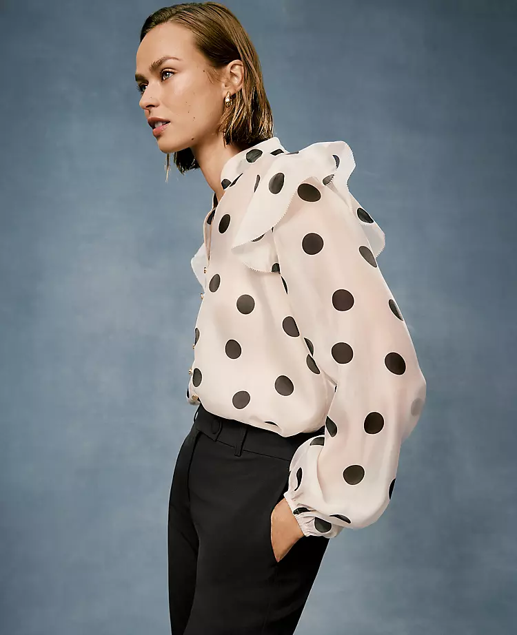14636-Dotted-Ruffle-Trim-Blouse-3.webp Dotted Ruffle Trim Blouse