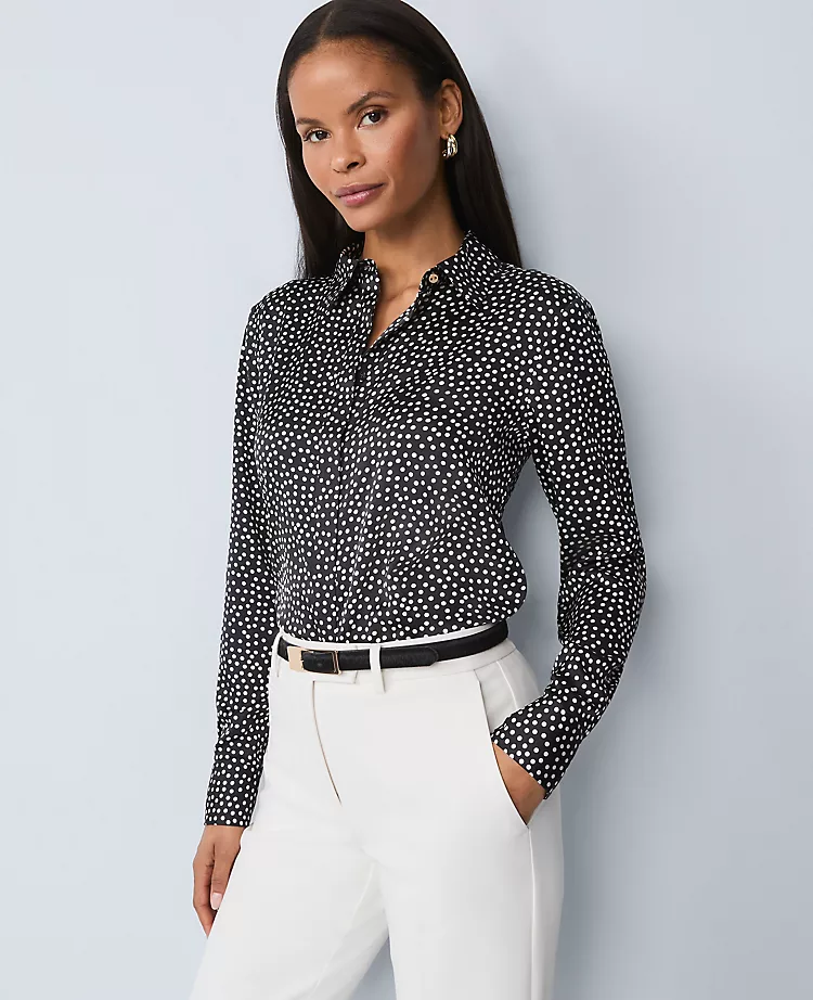 Dotted Satin Essential Shirt