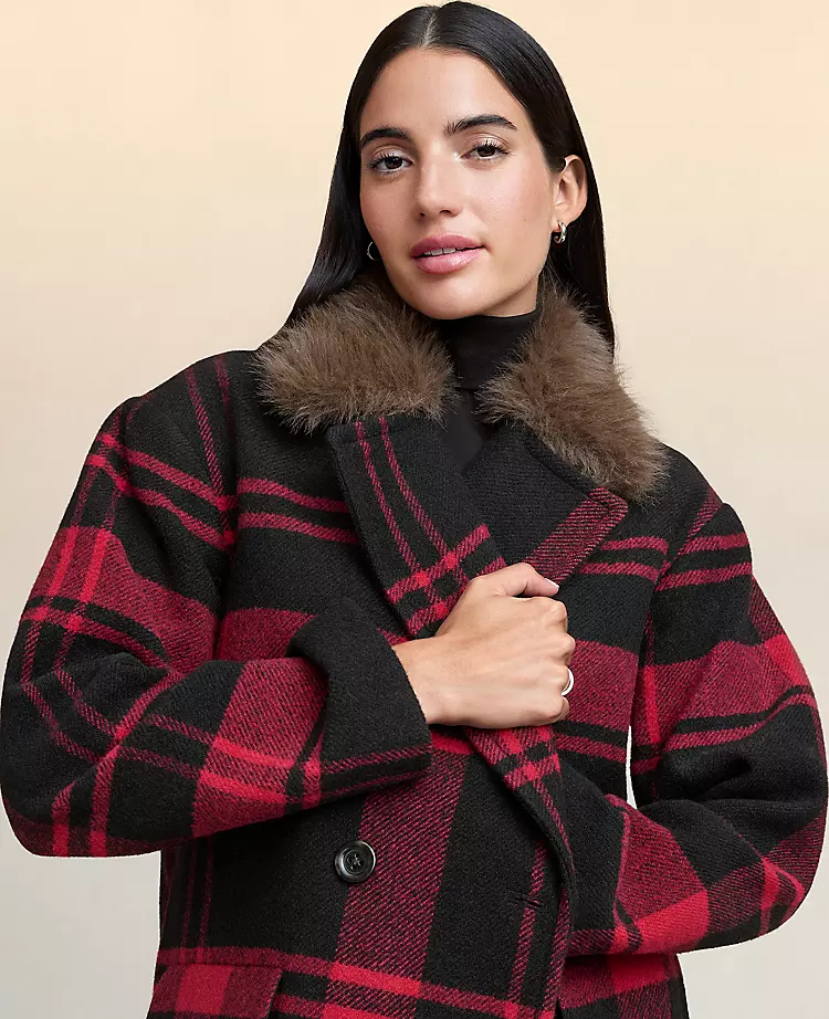 14762-Weekend-Collection-Plaid-Faux-Fur-Trimmed-Peacoat-3.webp Weekend Collection Plaid Faux Fur Trimmed Peacoat