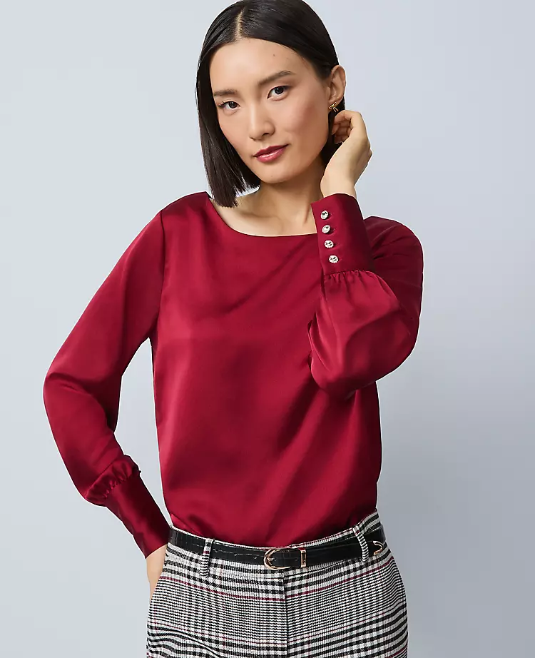 Petite Satin Boat Neck Popover