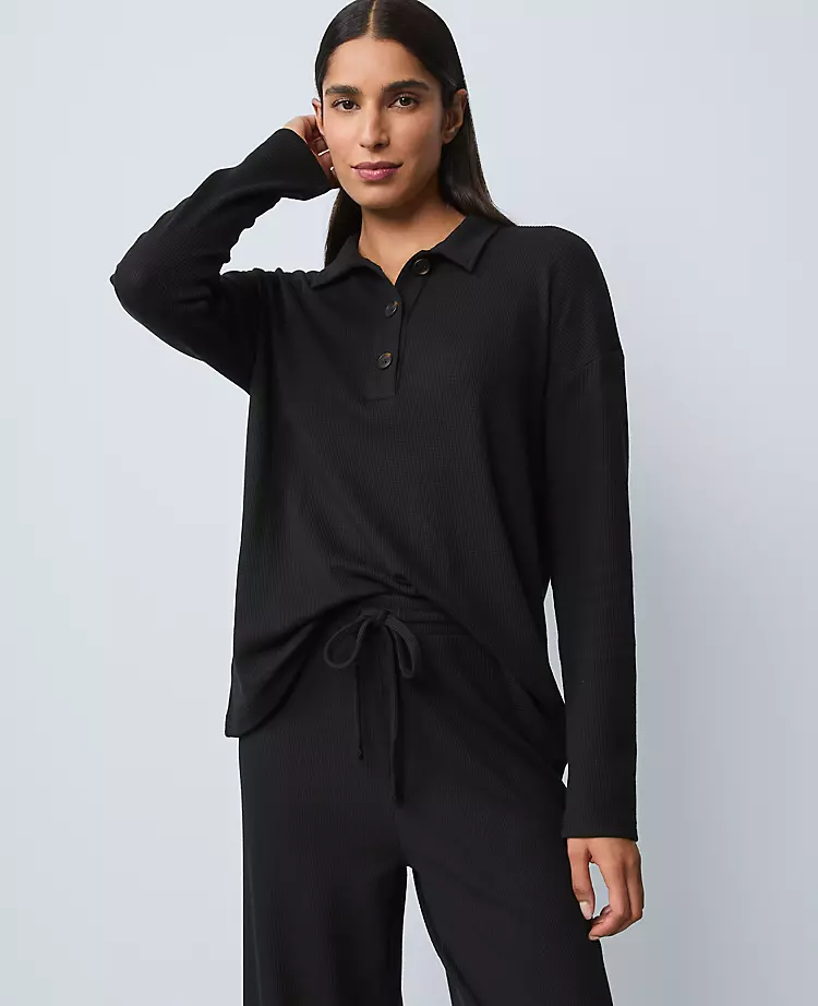 Waffle Henley Lounge Top