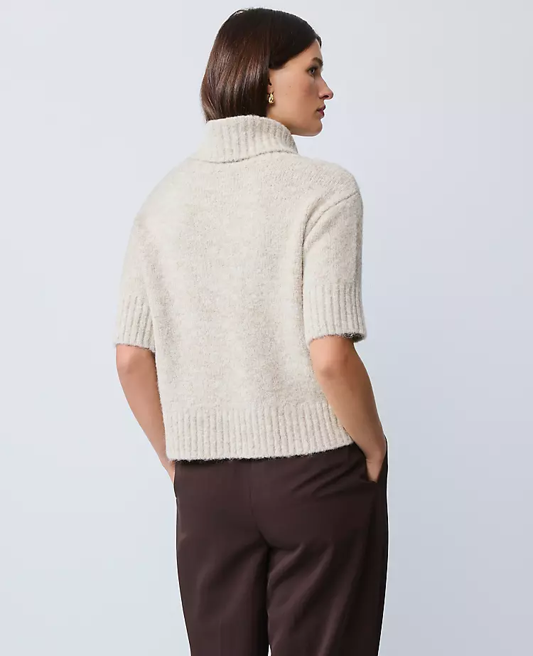 Petite Turtleneck Elbow Sleeve Sweater Tee