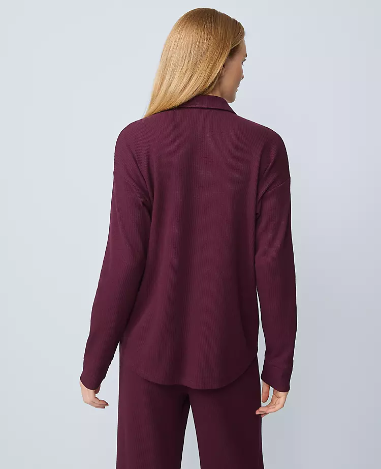 Waffle Button Down Lounge Top