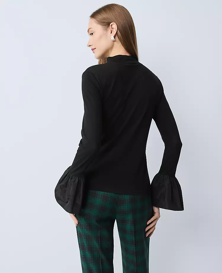 Petite Taffeta Trim Top