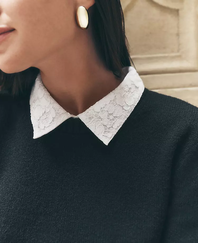 Petite Lace Collar Sweater Tee