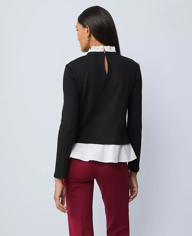 Weekend Collection Ruffle Mix Media Top