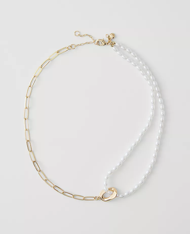 Double Wrap Chain and Pearl Necklace