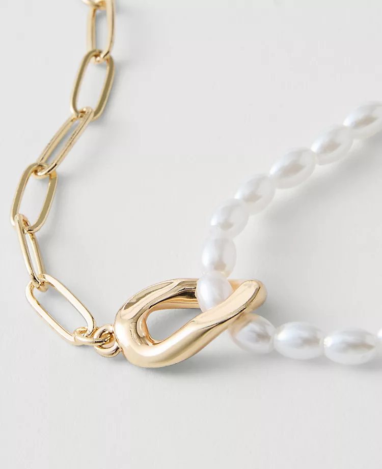 Double Wrap Chain and Pearl Necklace