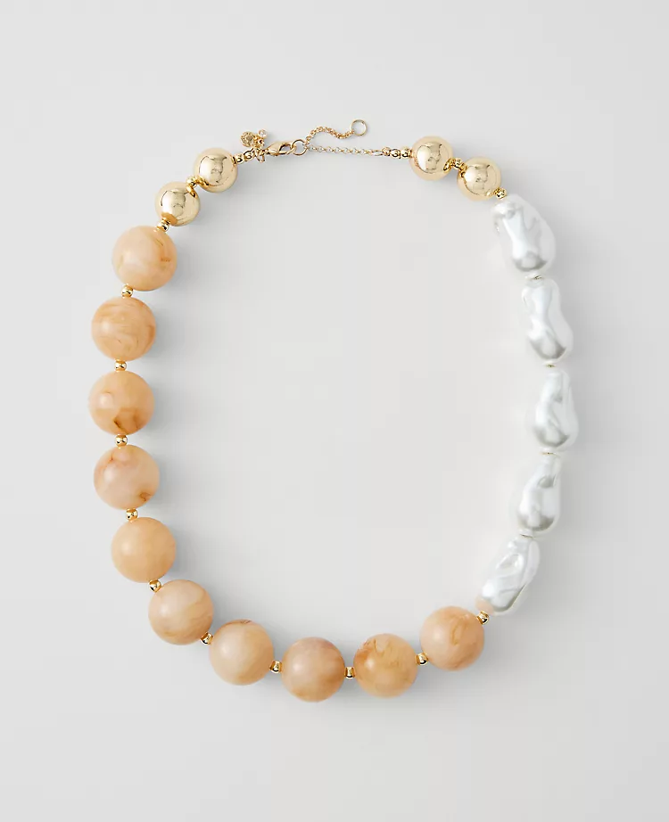 Pearlized Stone Statement Necklace