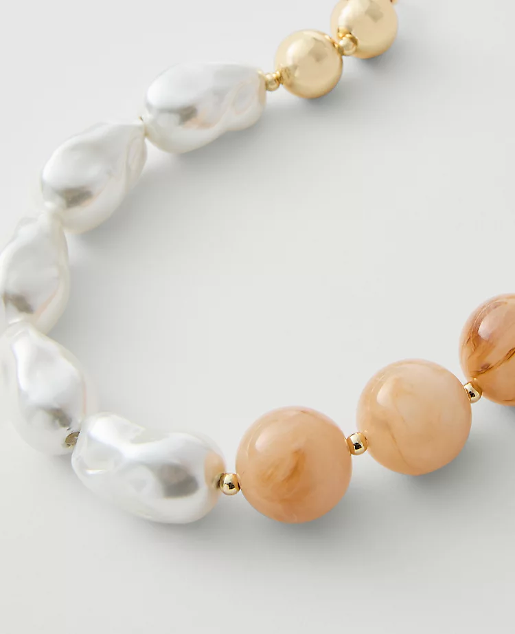 Pearlized Stone Statement Necklace