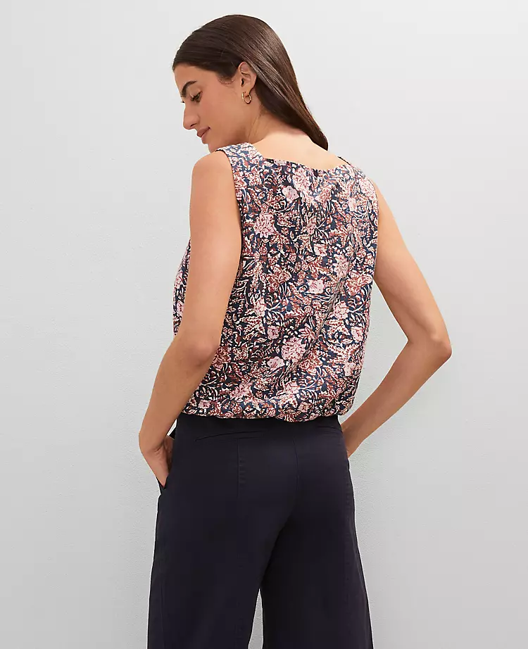 Weekend Collection Linen Blend Bubble Hem Top