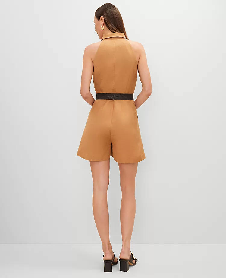 Belted Linen Blend Romper