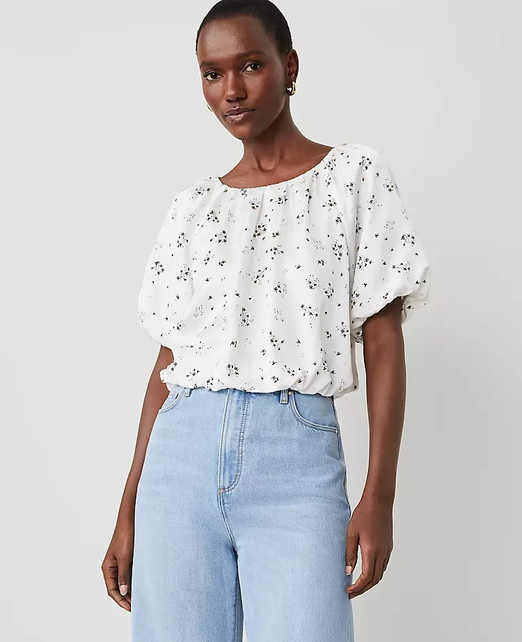 Petite Floral Bubble Hem Top