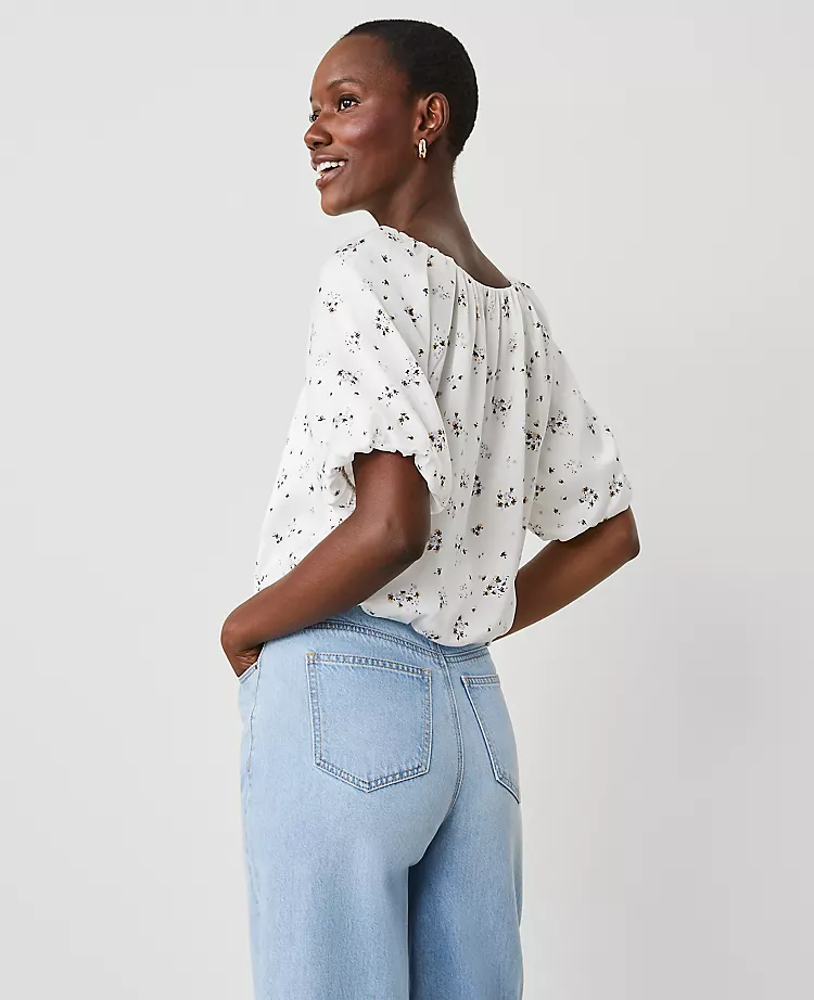 Petite Floral Bubble Hem Top