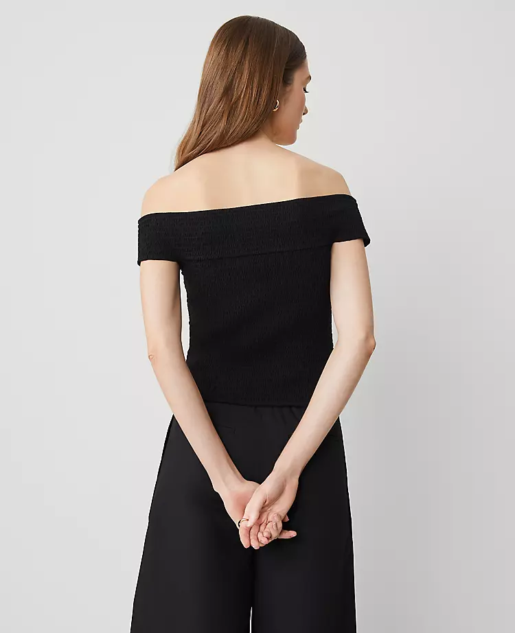 Petite Smocked Off-The-Shoulder Top