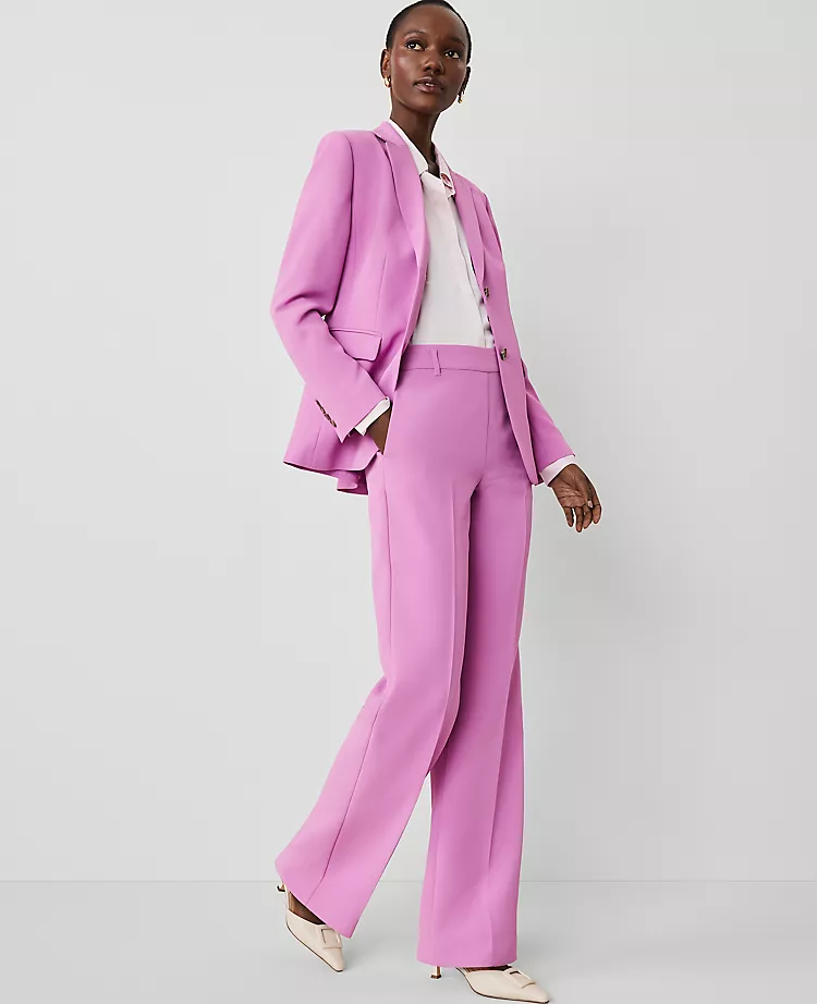 The Petite Side-Zip Straight Pant in Fluid Crepe