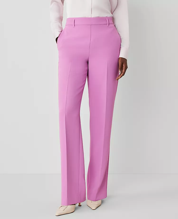 The Petite Side-Zip Straight Pant in Fluid Crepe