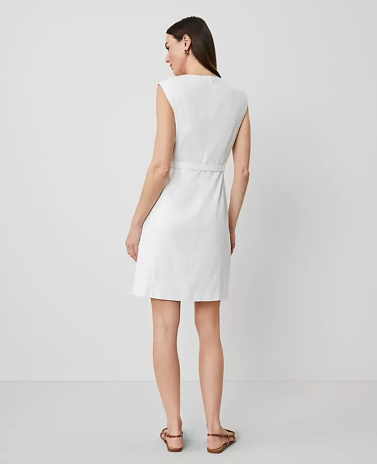 The Petite Belted Shift Dress in Linen Blend
