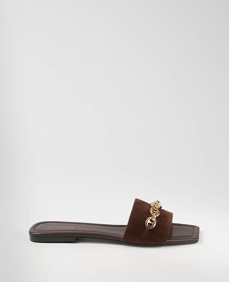 Chain Suede Slide Sandals
