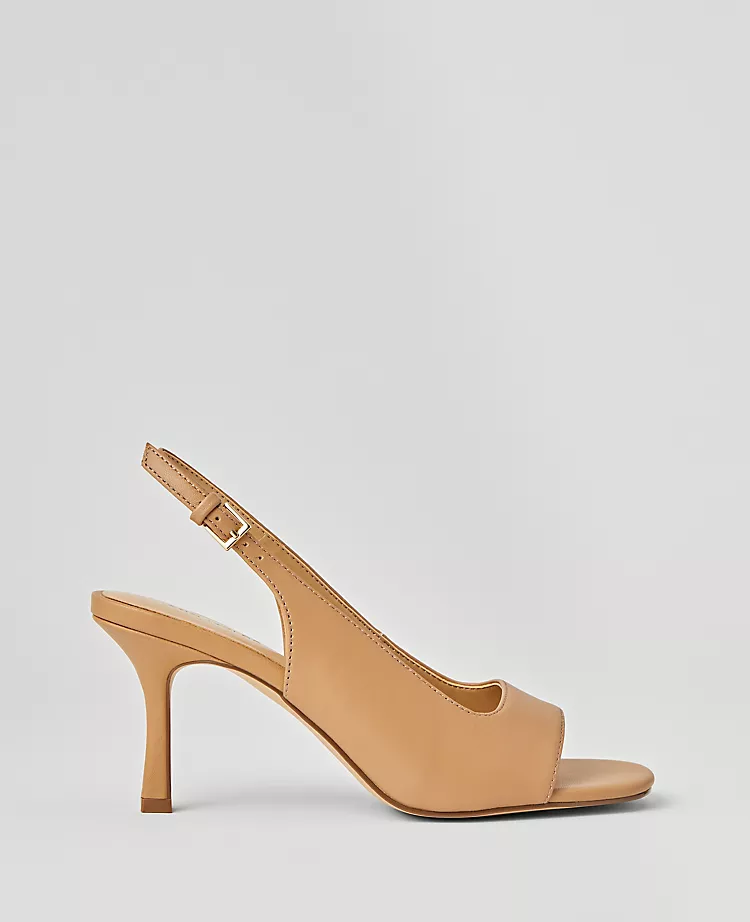 Leather Square Toe Slingback Sandals