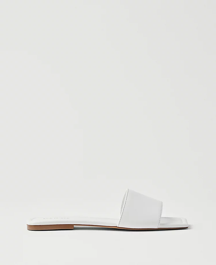 Leather Single Strap Slide Sandals
