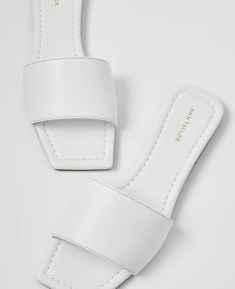 Leather Single Strap Slide Sandals