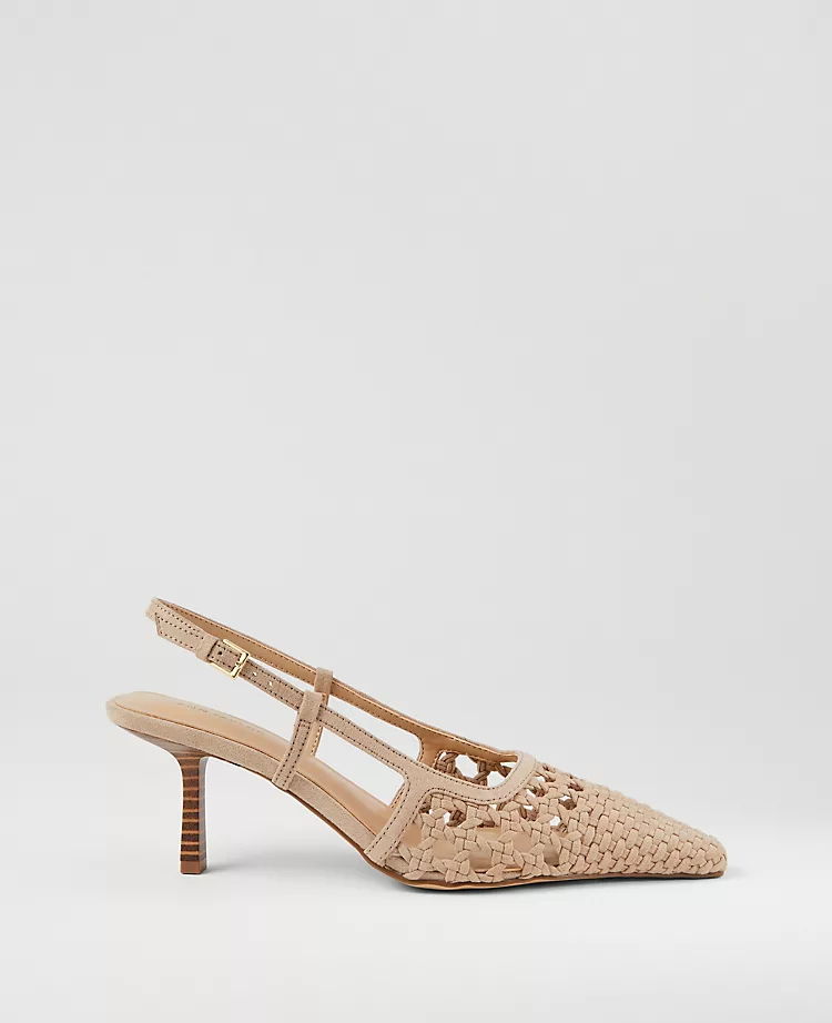 Woven Nip Toe Slingback Pumps