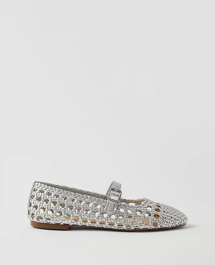 Metallic Woven Mary Jane Ballet Flat