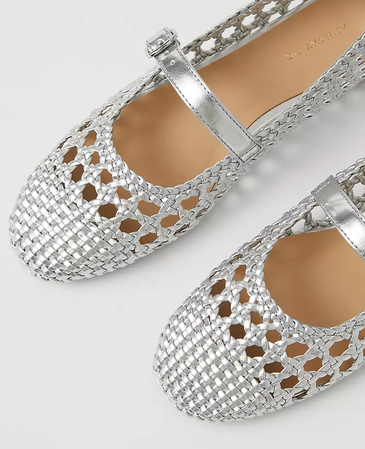 Metallic Woven Mary Jane Ballet Flat