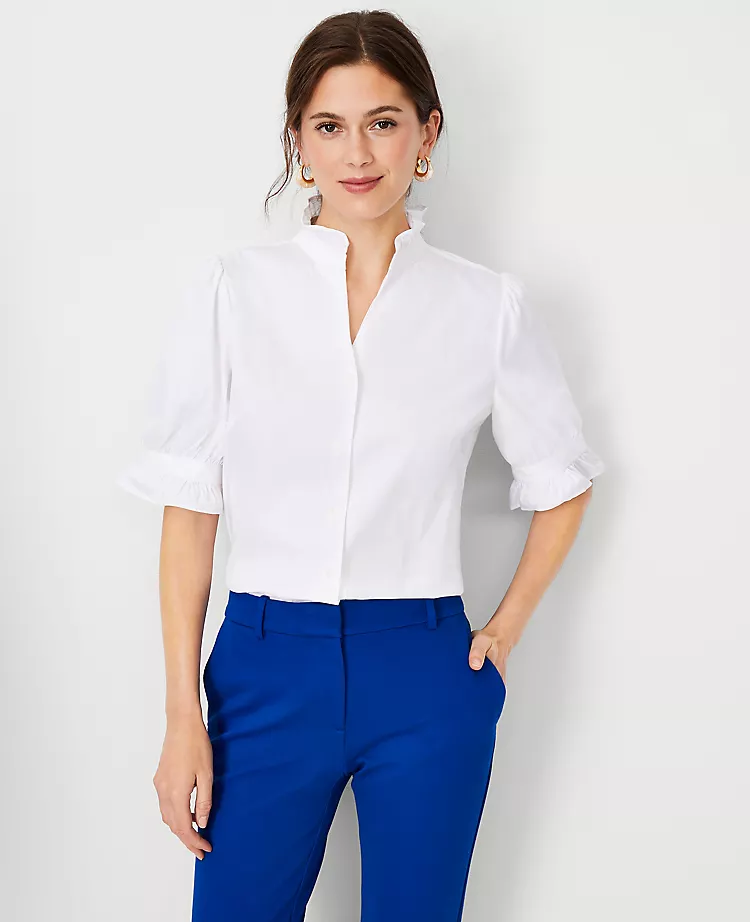 1635-Petite-Poplin-Ruffle-Button-Top-1.webp Petite Poplin Ruffle Button Top