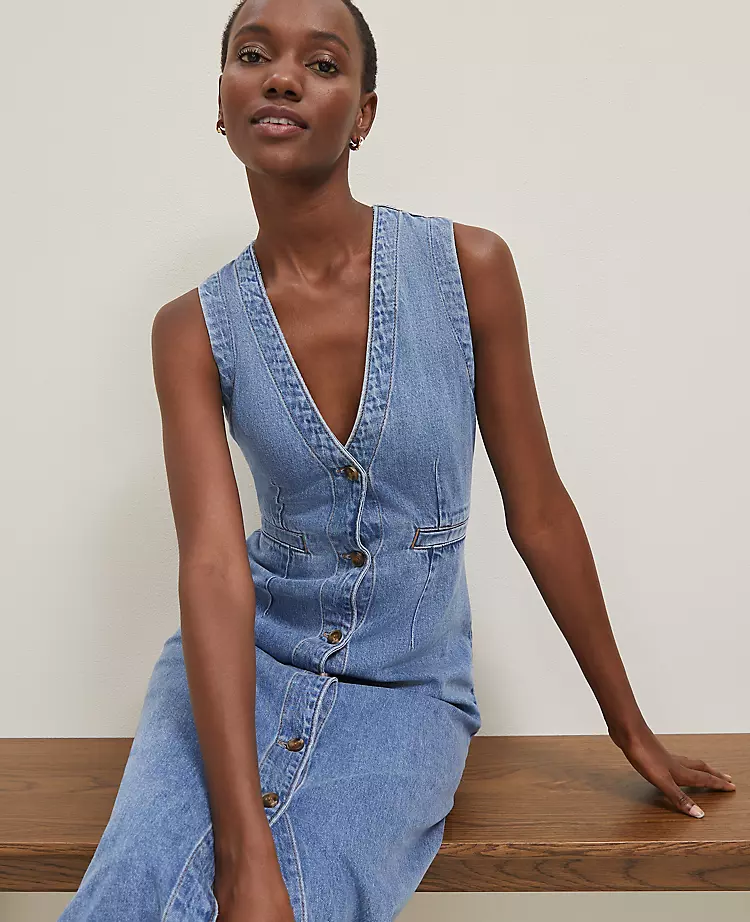 Denim V-Neck Shirtdress