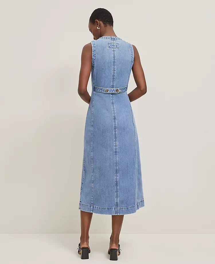 Denim V-Neck Shirtdress
