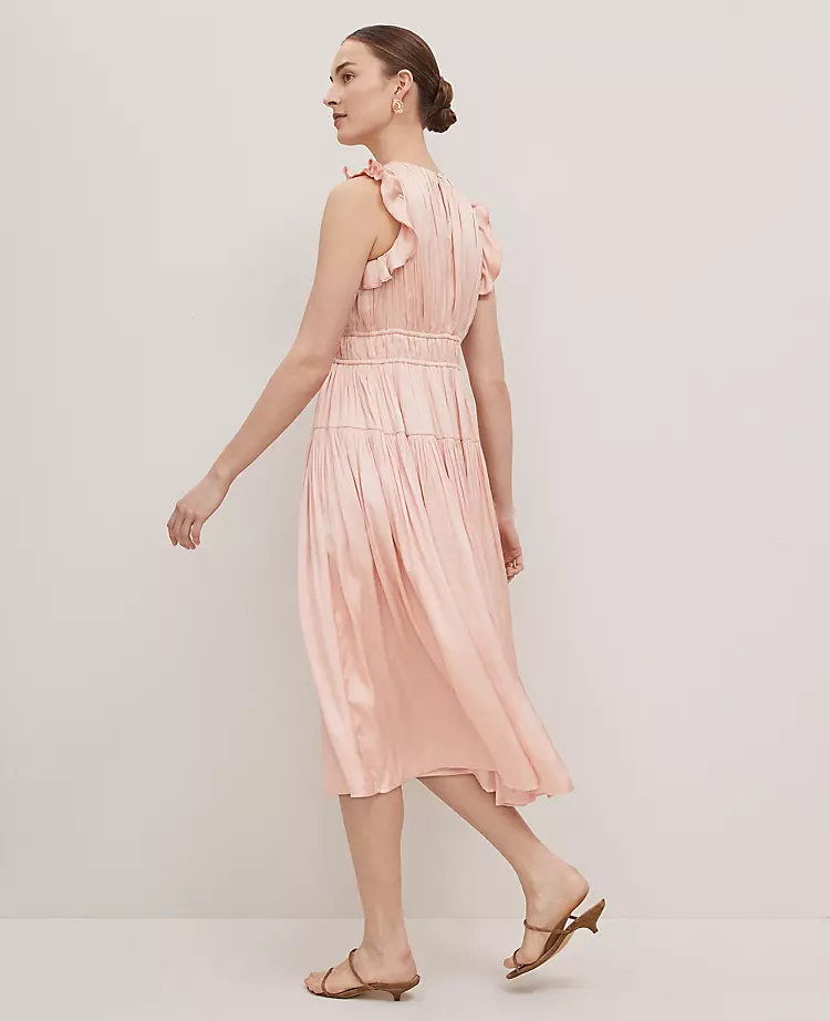 Petite Petaled Ruffle Midi Dress